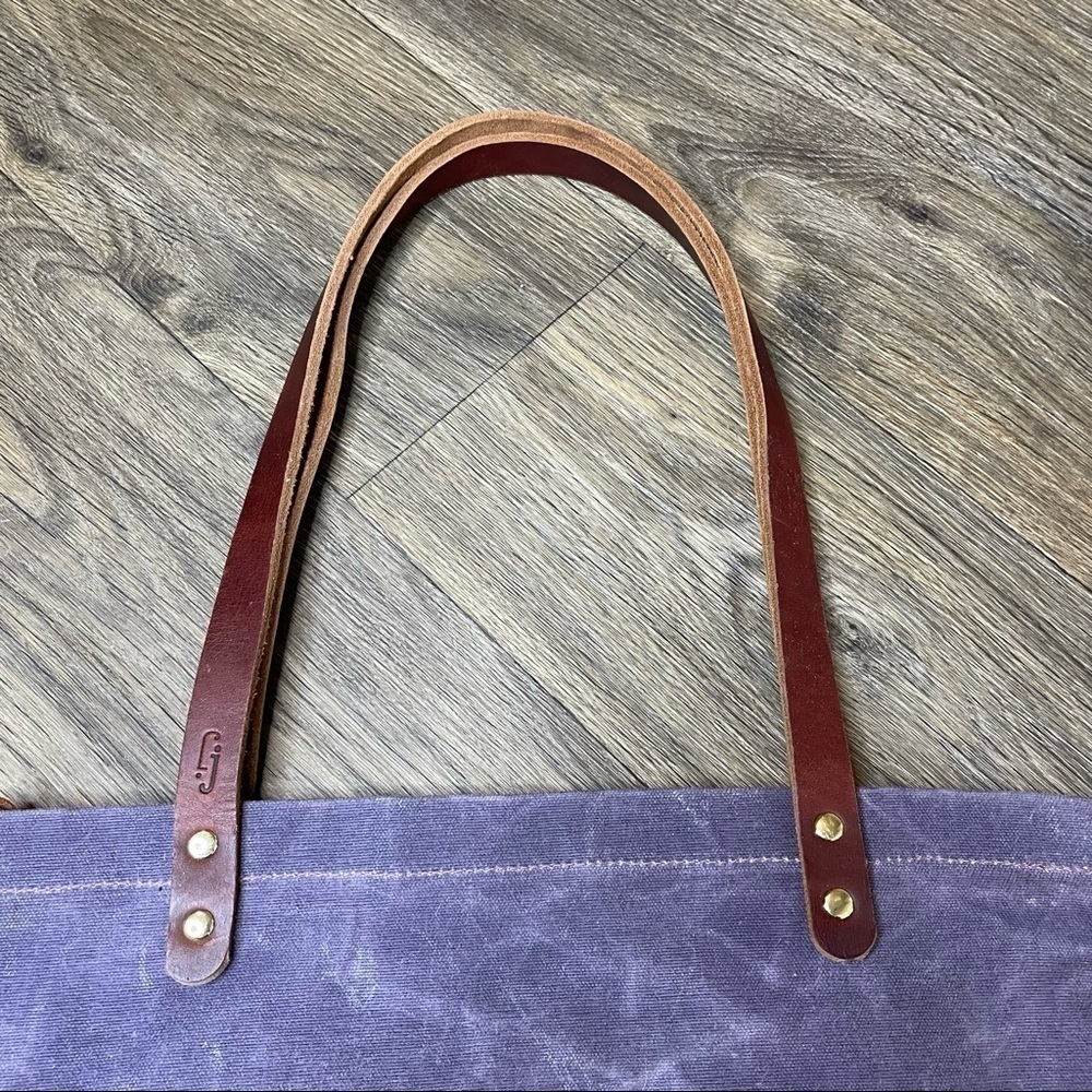 Purple Suede Canvas Bag With Genuine Leather Straps - Picture 6 of 9